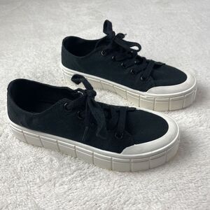 No Boundaries‎ Y2K Chunky Platform Shoes Canvas Sneakers Womens Sz 7 Black NOBO